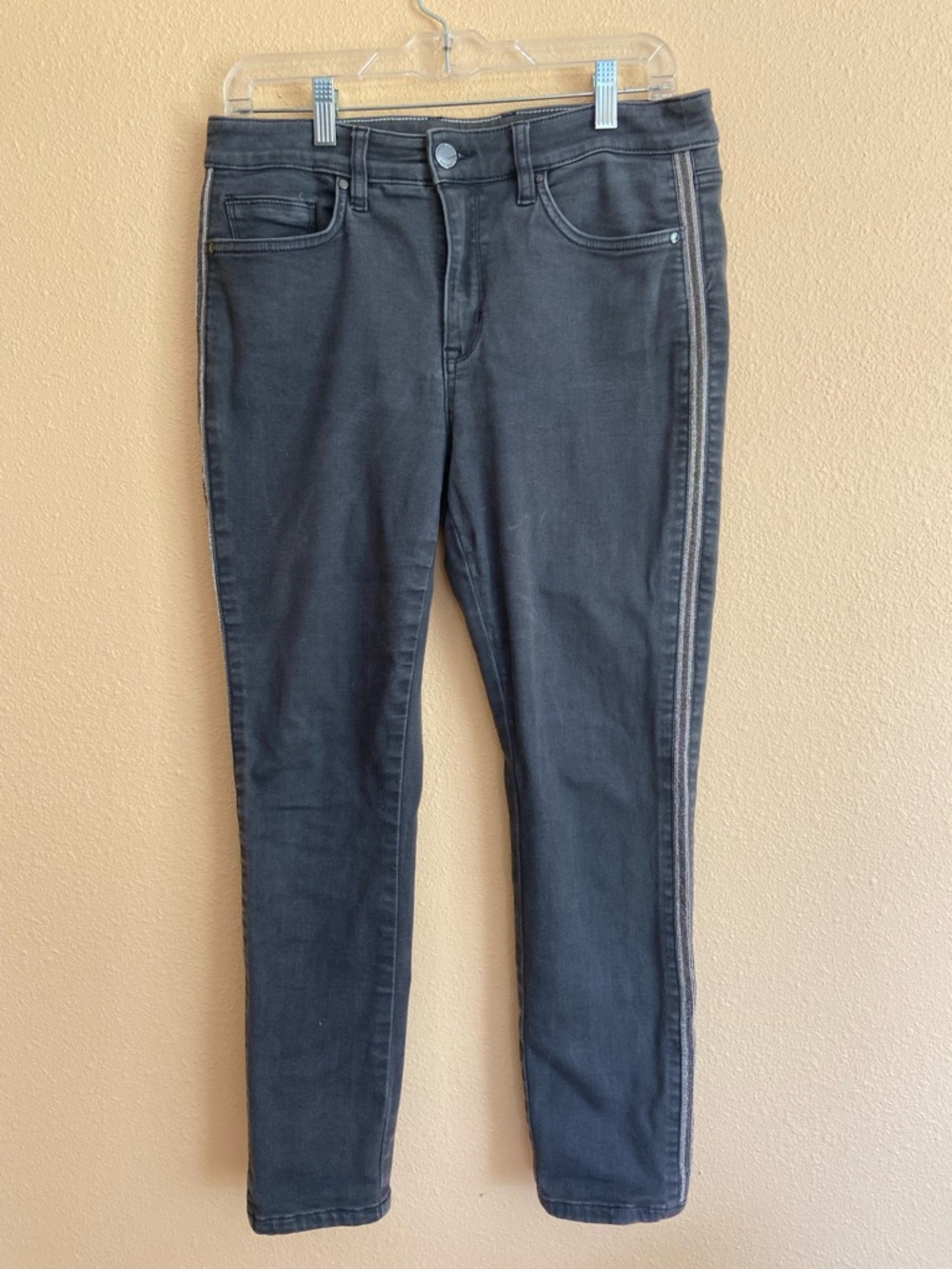 Women’s Boracay Grey High Rise Ankle Tommy Bahamas Jeans, Silver Piping, Size 8